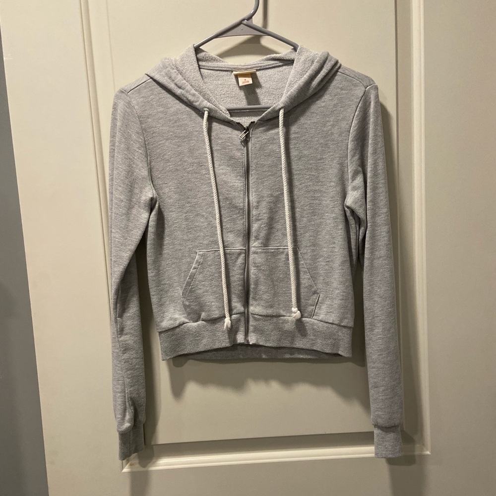 Gray Crop Top Zip up hoodie